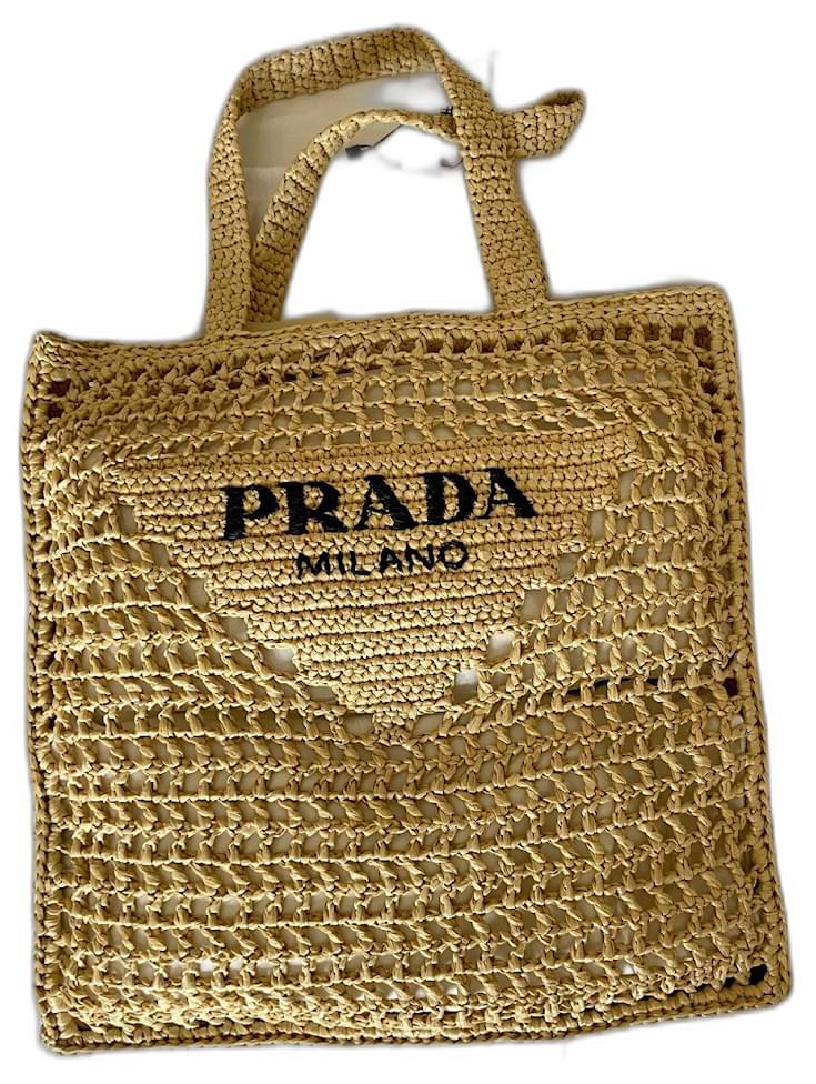 Tote Prada Handbags Beige Straw ref.390856 Joli Closet