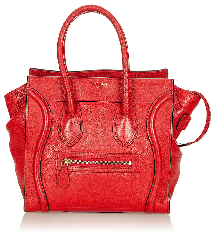 Céline Celine Red Micro Luggage Leather Handbag Pony-style calfskin ref ...