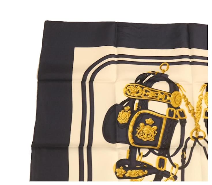 Hermès Hermes Carre 90 Scarf Brides De Gala Silk Blue Auth 27987 Ref459793 Joli Closet 0681