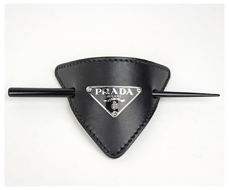 [Used] [PRADA] Hair clip 1IF004 Leather Black Black Hair accessories