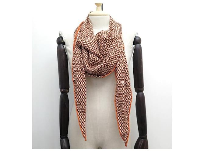 Hermès HERMES GRAND LOSANGE SCARF IN CASHMERE ORANGE CHALE CASHMERE