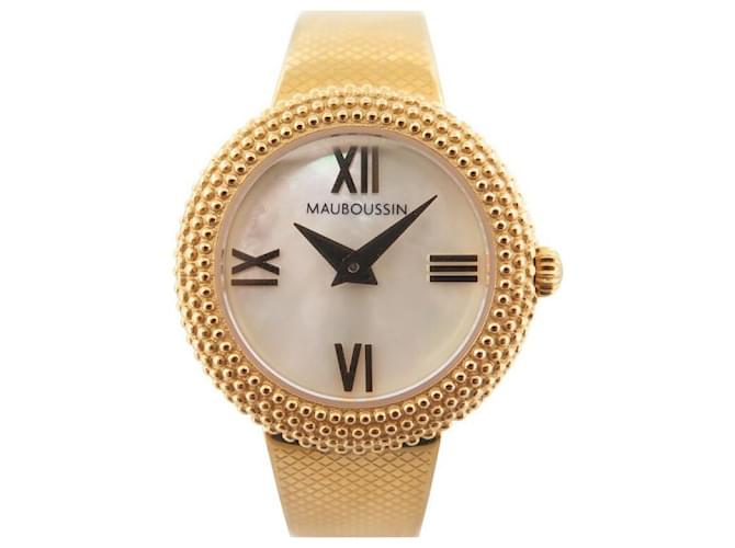 MAUBOUSSIN WATCH THE TIME OF THE FIRST DAY 28MM QUARTZ GOLD PLATED