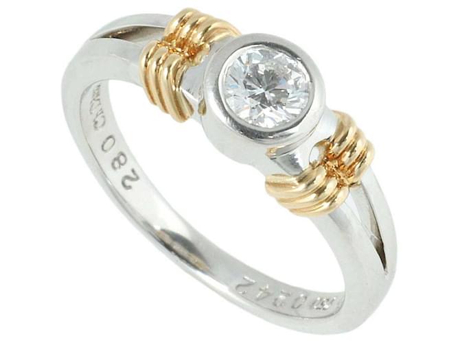 *Christian Dior Ring Platinum Pt950 K18YG Diamond 0.242ct Size 6.5