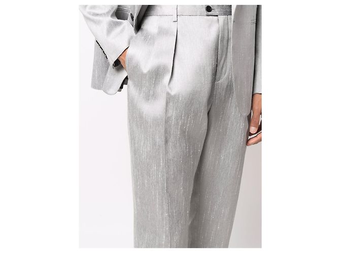 Tailleur Veste Queue-de-pie Indies – Taille S – Gris Rayé – Neuf Sans étiquettes