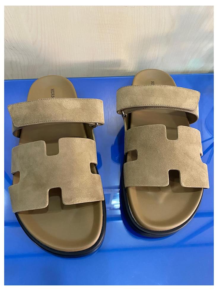 Hermès Chypre sandals Beige Leather ref.676722 - Joli Closet