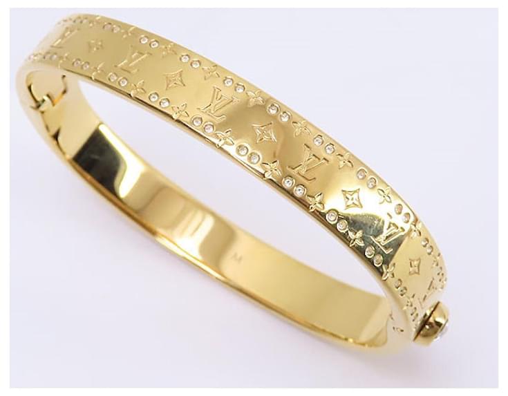 * Louis Vuitton Rigid Bracelet Nanogram Strass Bangle Gold Metal ...