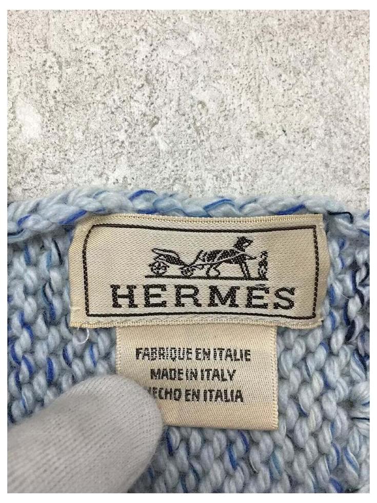 Hermès HERMES Muffler Blue Cashmere ref.730382 - Joli Closet