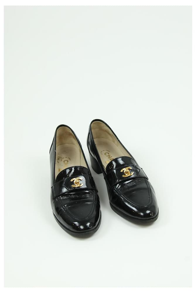 Chanel moccasins 37 Black Leather ref.732937 - Joli Closet