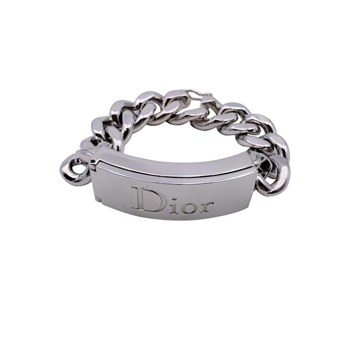 Christian Dior Silver Metal Gorumette Chain Lipgloss Duo Bracelet ...