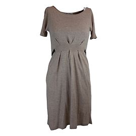 Les Petites Beige Kleid mit schwarzem Gürtel Beige