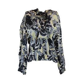 Balenciaga Seidenbluse mit Blumenmuster Grau Sand Grau Sand