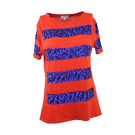 Camicia Claudie Pierlot rossa in cotone con paillettes blu Rosso Blu