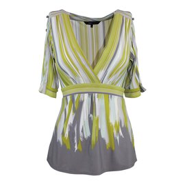 Top Bcbg Max Azria Multicolore Polyester Blanc Bleu Vert Gris
