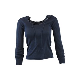 Max Mara-Top pull cashmere et soie-Bleu