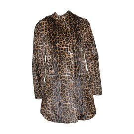 Maje-manteau en chèvre imprimé-Imprimé léopard
