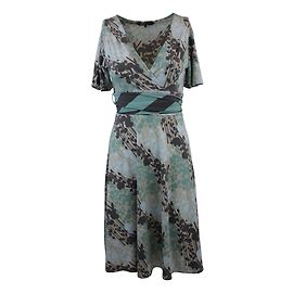 Bcbg Max Azria Multicolour Belted Dress Brown Blue Green Sand