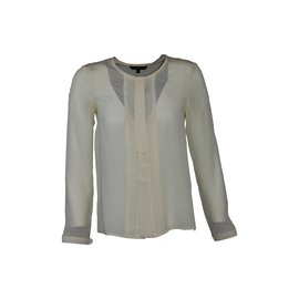 Tara Jarmon Silk Button Front Top Cream Cream