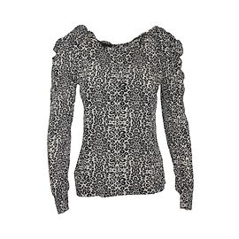 Maje Leopard Silk Top Black and White Black White