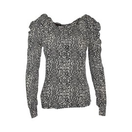 Top Maje in seta leopardata bianca e nera Nero Bianco