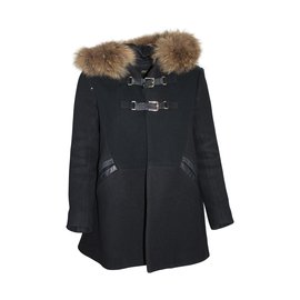 Maje-Manteau avec capuche-Noir