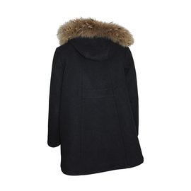 Maje-Manteau avec capuche-Noir