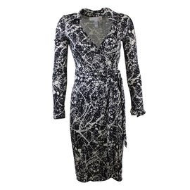 Diane Von Furstenberg Robe enveloppe Noir Blanc