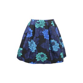 Tara Jarmon-Jupe motif floral-Noir,Bleu,Vert