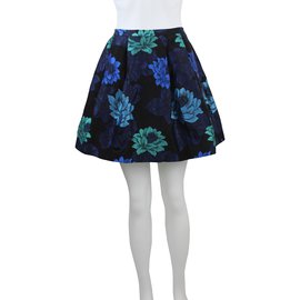 Tara Jarmon-Jupe motif floral-Noir,Bleu,Vert