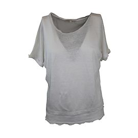 Top Maje blanc en soie et lin Blanc
