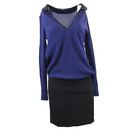 Maje Robe bi matière Noir Bleu