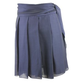 Azzaro-Très belle jupe en soie-Bleu