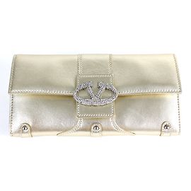 Valentino Pochette en cuir doré Doré