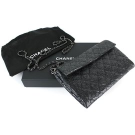 Chanel-Pochette en tissu pailleté-Noir