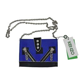 Borsa Kenzo Kalifornia in pelle blu e nera Blu