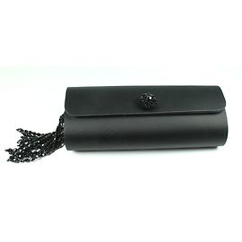 Glorinha Paranaguá Black Satin Clutch Bag Black