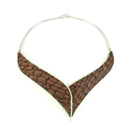 Collier inconnue en argent 925 et cuir Argenté
