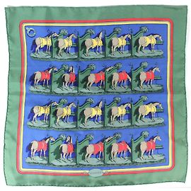 Gavroche Hermès modèle Ecuries Bleu Vert
