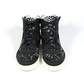Lanvin High Sneaker Schwarz Weiß aus Lammleder und Baumwolle Größe 38 Schwarz