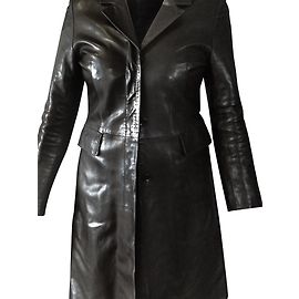 Ventcouvert Mantel aus schwarzem Lammleder Schwarz
