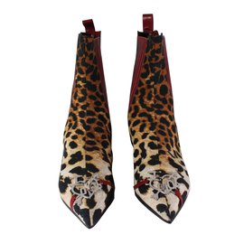 Christian Dior-Botas de tornozelo-Estampa de leopardo