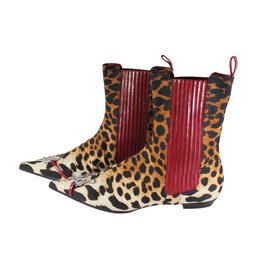 Christian Dior-Botas de tornozelo-Estampa de leopardo