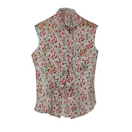 Top en soie Paul Smith à fleurs col mao Multicolore