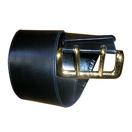 Cinturón Chanel de cuero negro con hebilla dorada Negro