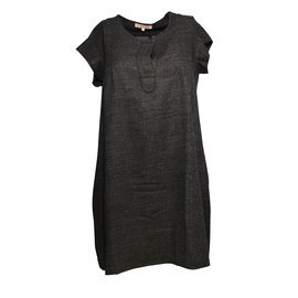 Sandro Grey Wool and Viscose Short Sleeve Dress Grey