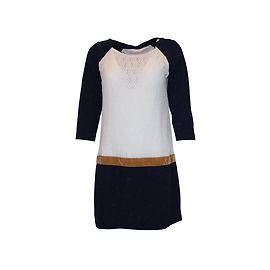 Vestido Bash de renda tweed e veludo branco azul marinho Branco Azul Caramelo