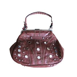 Barbara Bui Brown Leather Handbag with Mirror Details Brown