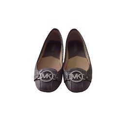 Michael Kors Mocasines Planos Grises de Cuero Gris
