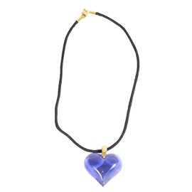 Lalique-colar de coração-Azul