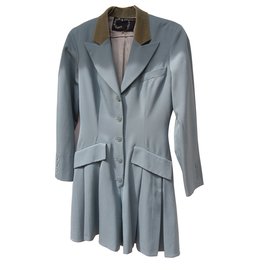 Chantal Thomass-Robe manteau 100% laine-Bleu