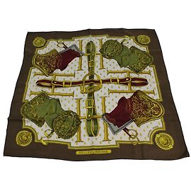 Hermès Scarves Brown Green Dark red Yellow